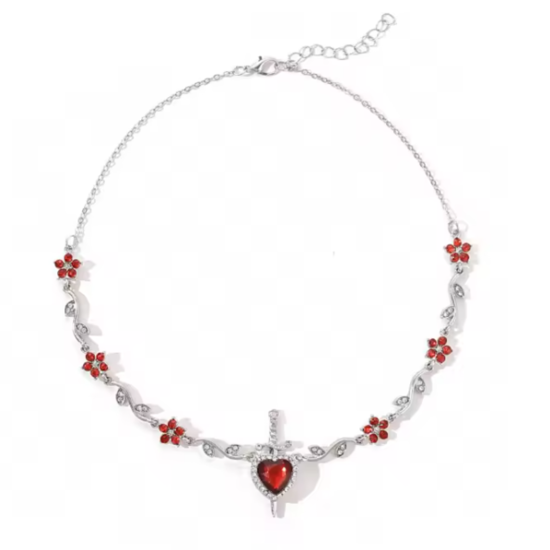 Halskette mit Schwert und Herz