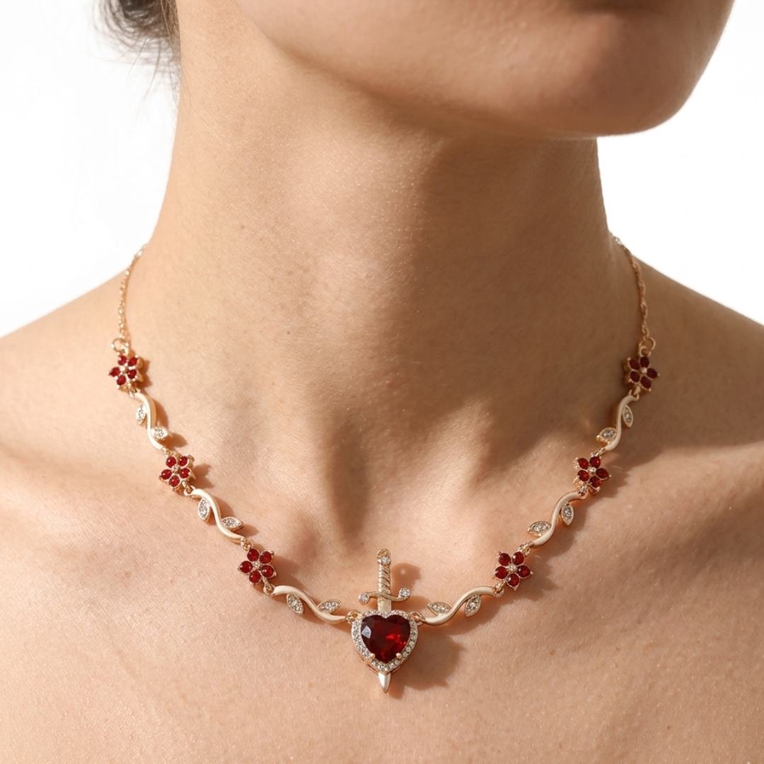 Halskette mit Schwert und Herz